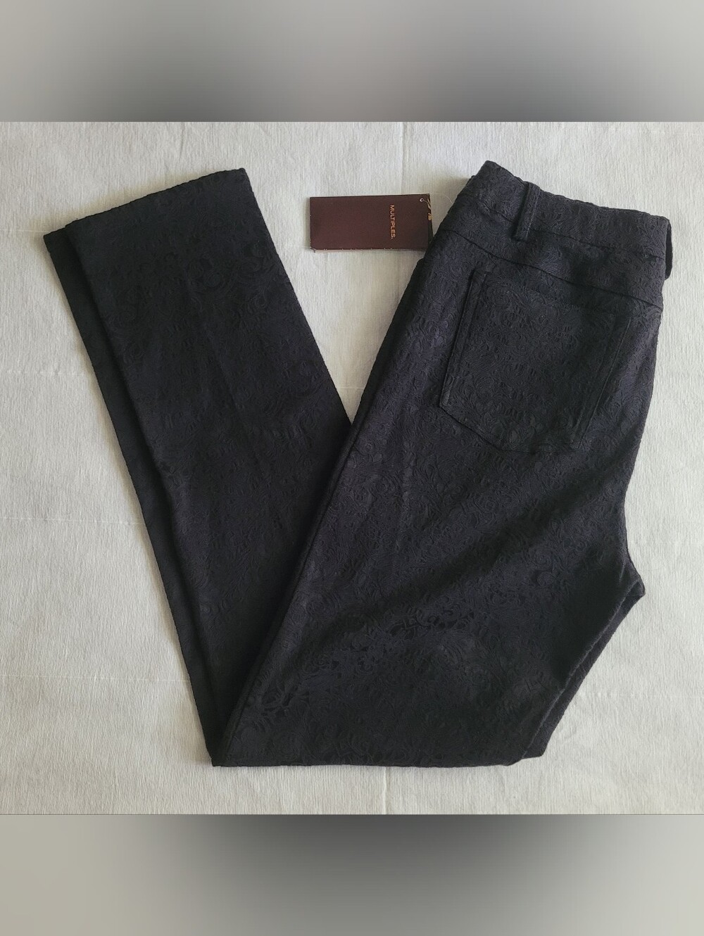 Multiples Sz 6 Patterned Black Pants